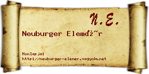 Neuburger Elemér névjegykártya